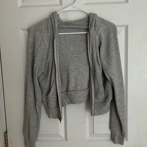 Tna (via Aritizia) Cropped Grey Zip up - Size Small